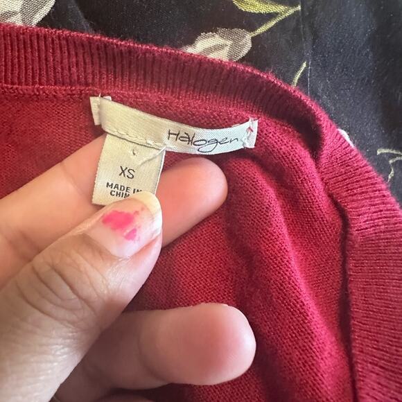 Halogen Burgundy Polka Dot Cardigan - Picture 6 of 8